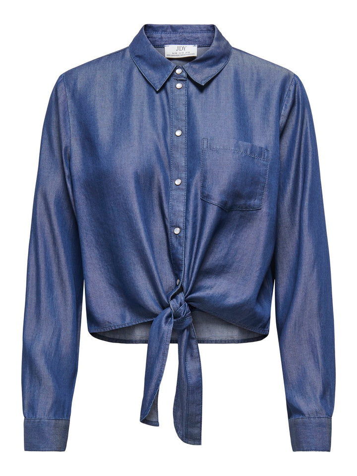 Jdyjasper L/s Knot Shirt Wvn - Blue Denim
