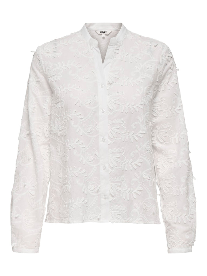 Onlcarmen Fr L/s 3d Emb Shirt Wvn Cs - Off-white