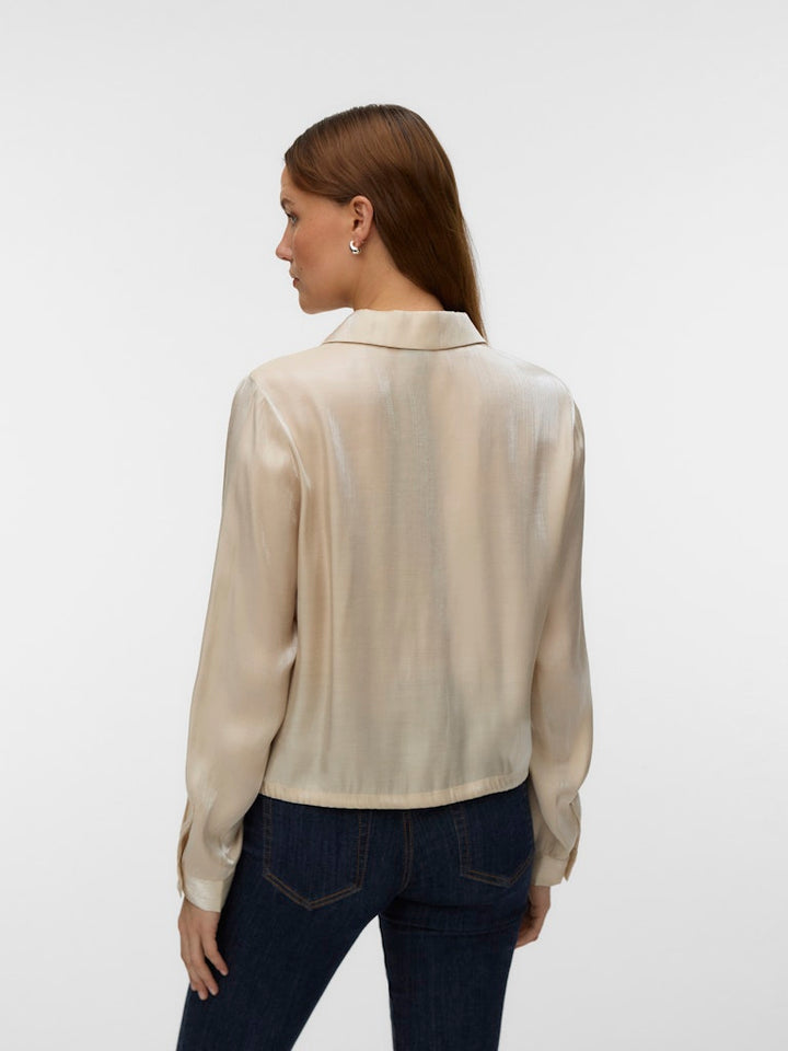 Vmmarys Liva Ls Tie Shirt Wvn Lcs - Zand