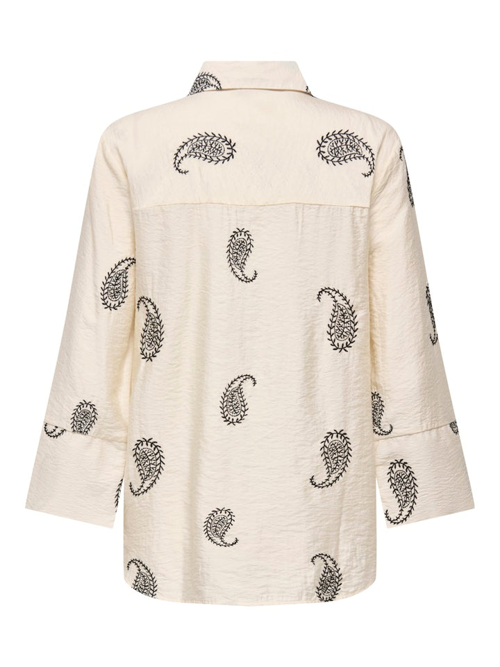 Jdythea 7/8 Embroidery Shirt Wvn - Ecru Dessin
