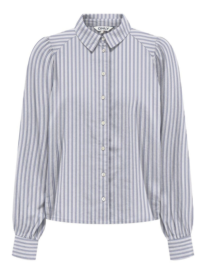 Onlcaro L/s Linen Bl Puff Shirt Cc - Wit Dessin