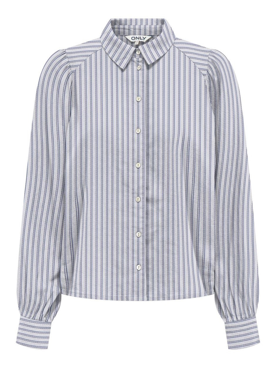 Onlcaro L/s Linen Bl Puff Shirt Cc - Wit Dessin