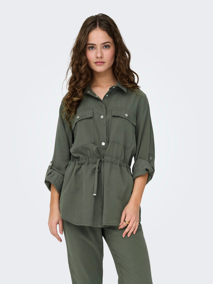Onlaris Life 4/5 Fem Cargo Jacket C - Donkergroen