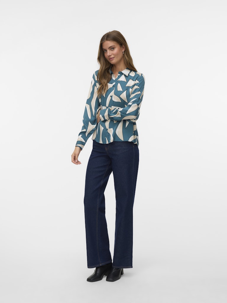 Vmcindy Regina Ls Shirt Wvn Ga - Groen Dessin