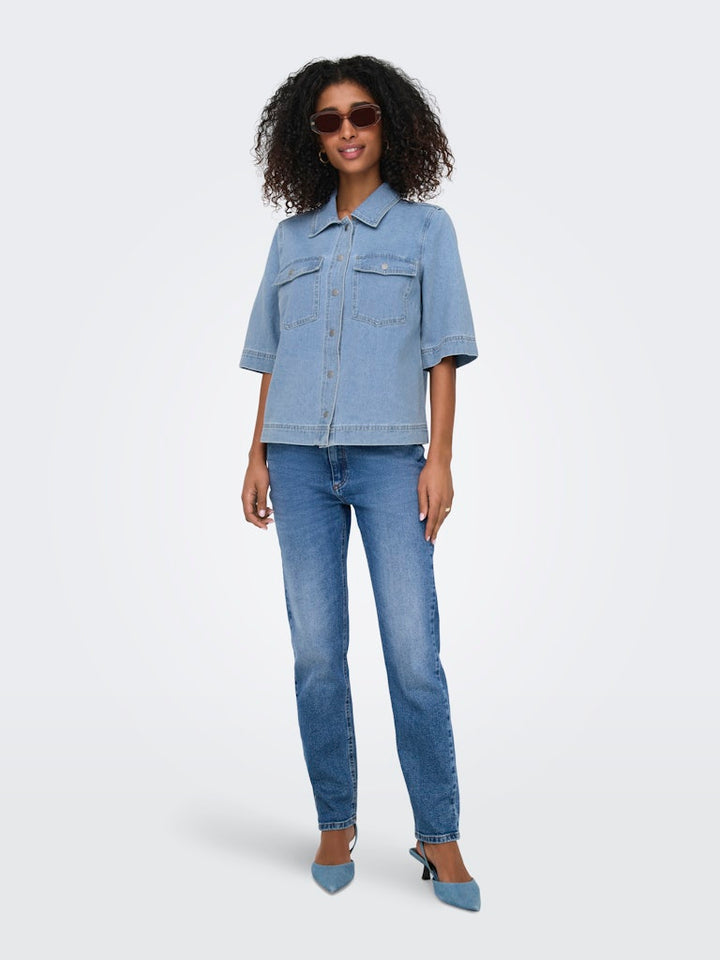 Onlbelle S/s Shirt Dnm Gua Noos - Lichtblauw