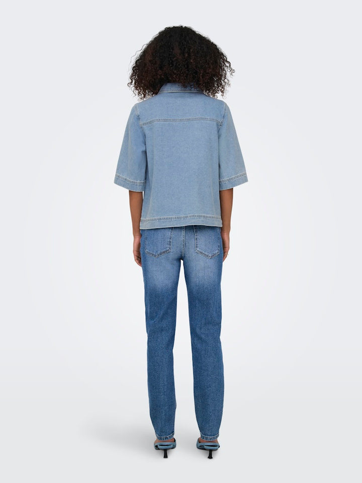 Onlbelle S/s Shirt Dnm Gua Noos - Lichtblauw
