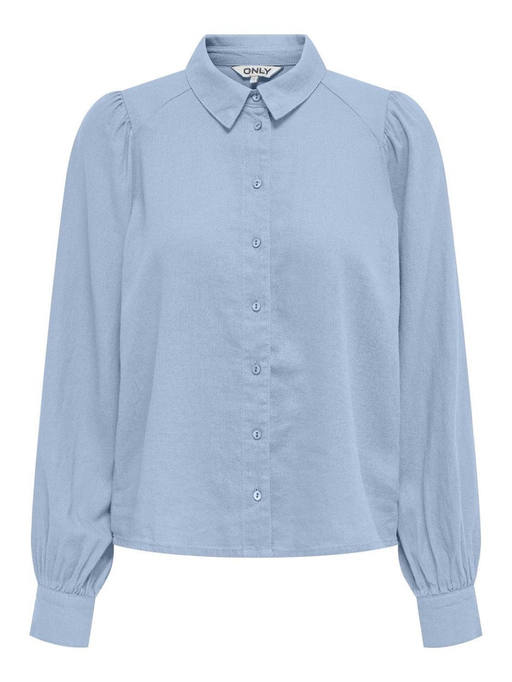 Onlcaro L/s Linen Bl Puff Shirt Cc - Lichtblauw