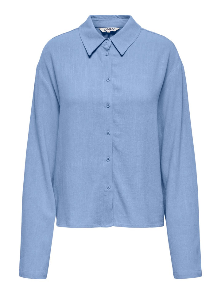Onlsolvi L/s Linen Bl Shirt Cc Pnt - Lichtblauw