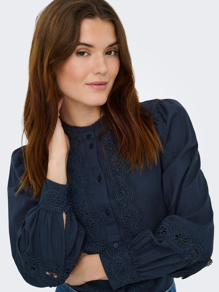 Jdyflo L/s Lace Shirt Wvn - Navy