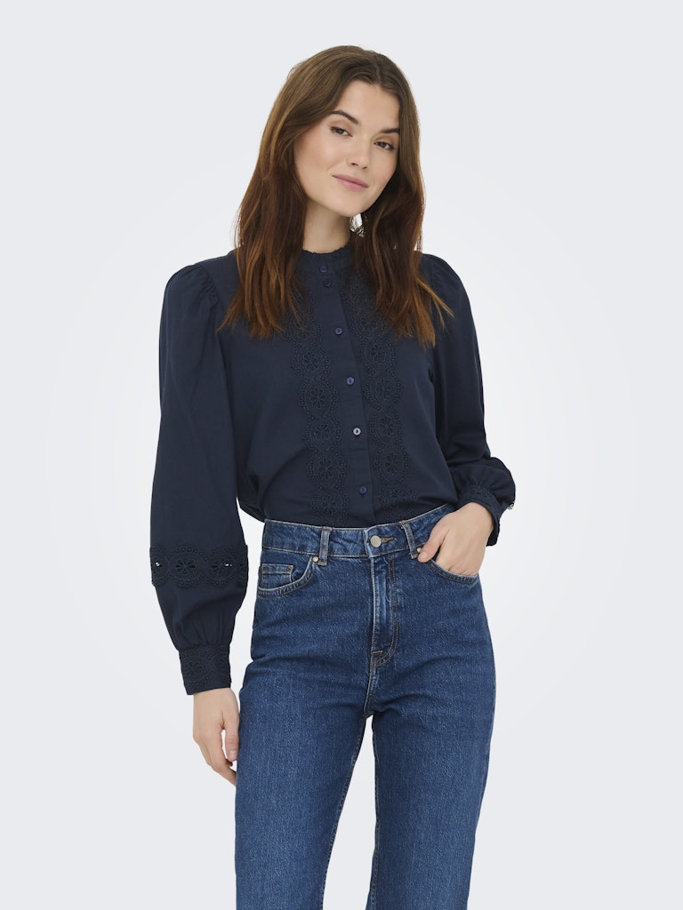 Jdyflo L/s Lace Shirt Wvn - Navy