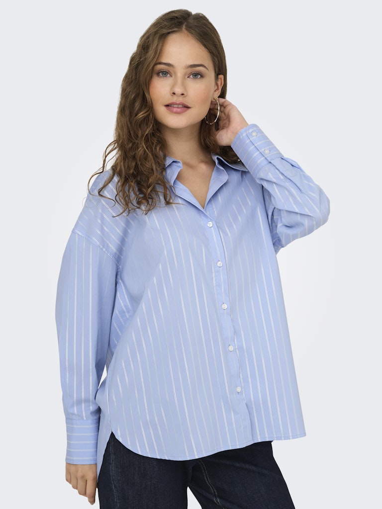 Jdymio L/s Lurex Loose Shirt Wvn Noos - Blauw Dessin