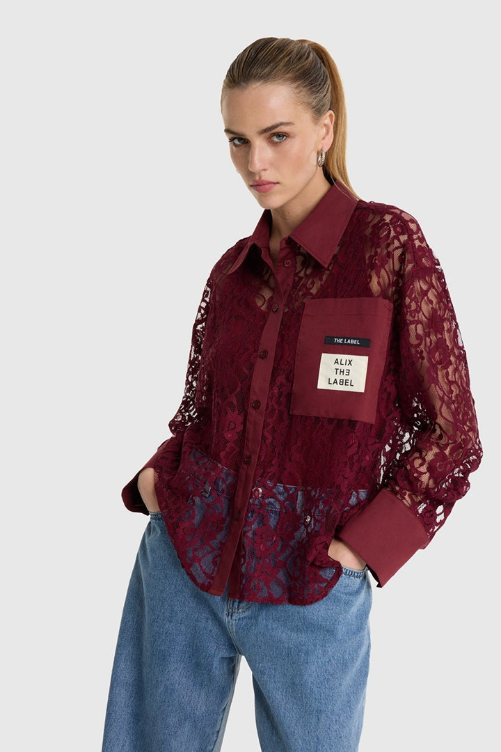 Lace Blouse - Bordeaux