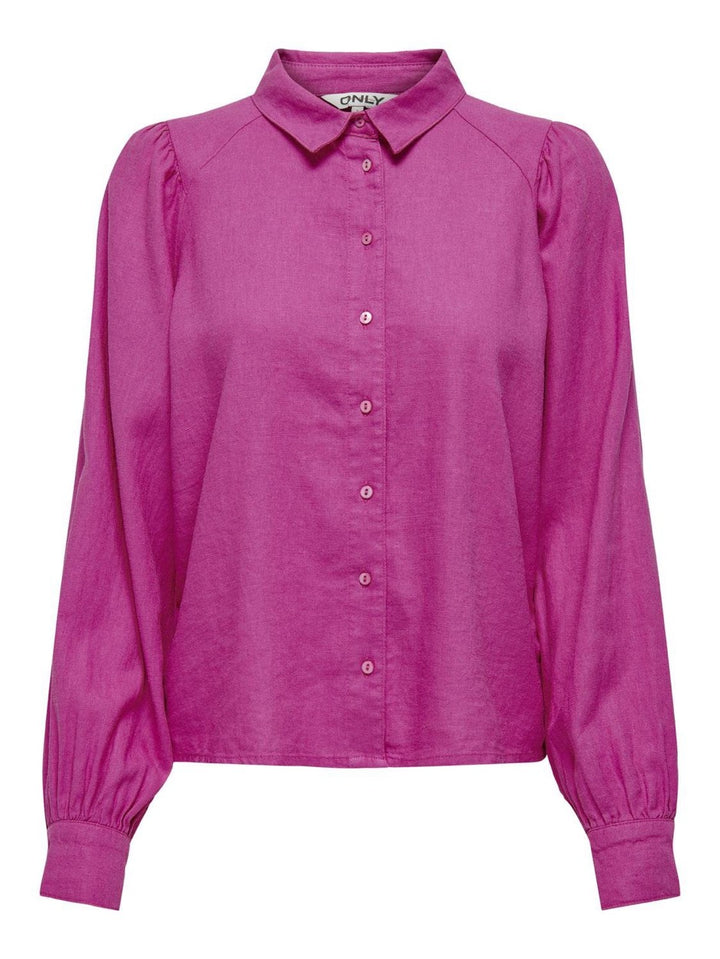 Onlcaro L/s Linen Bl Puff Shirt Cc - Fuchsia