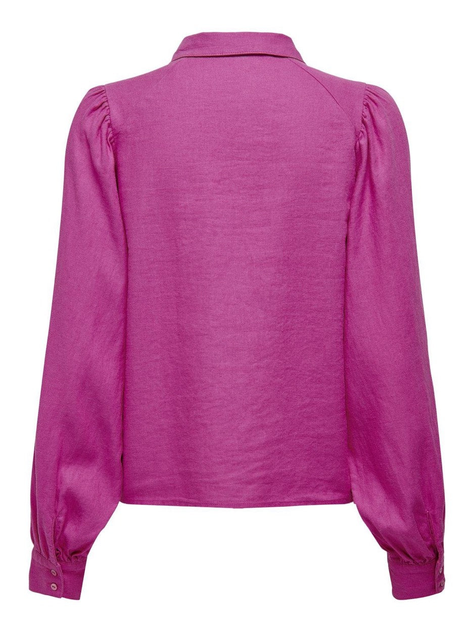 Onlcaro L/s Linen Bl Puff Shirt Cc - Fuchsia