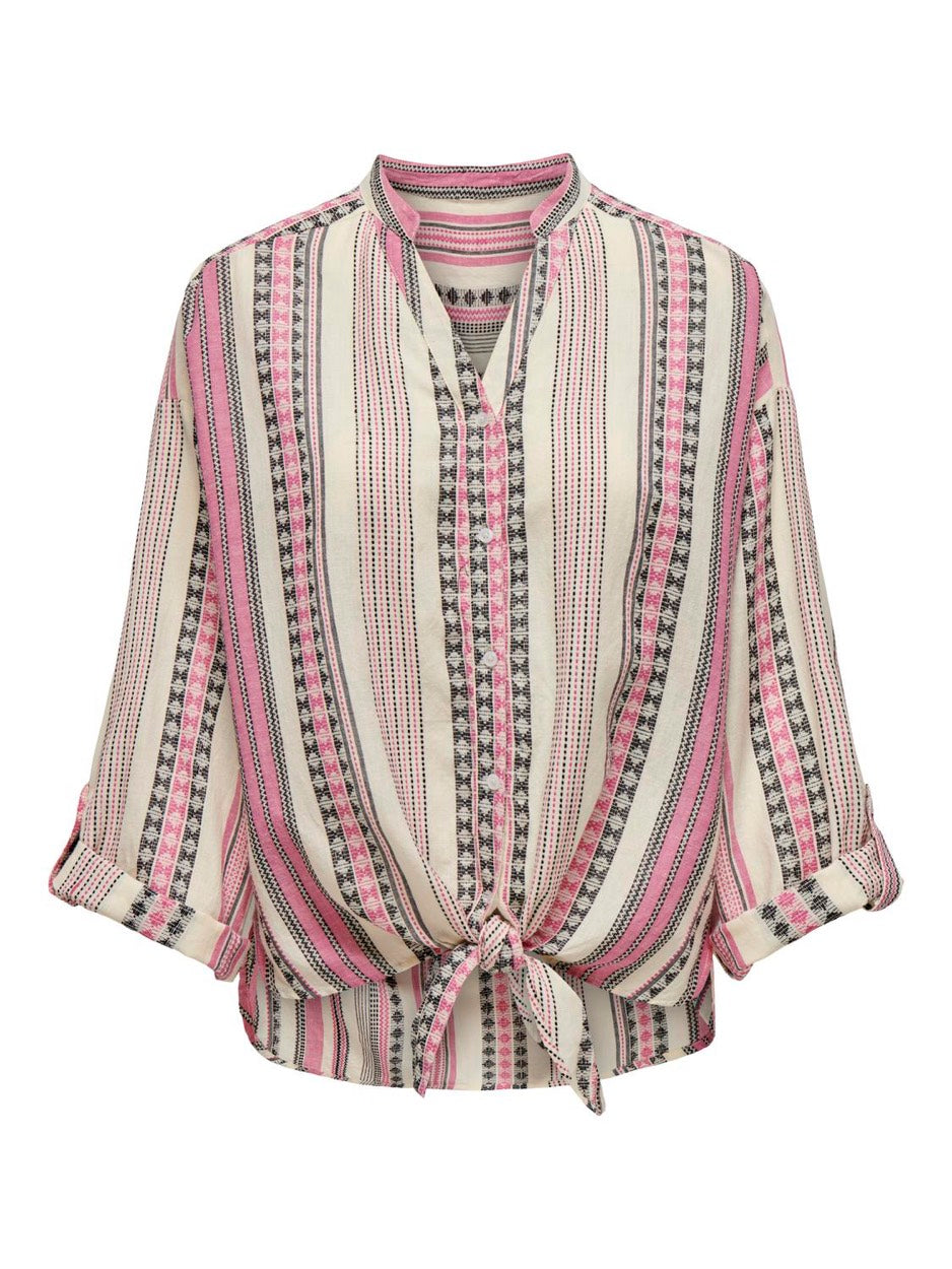 Onllouise Ls Knot Shirt Wvn Cs - Roze Dessin