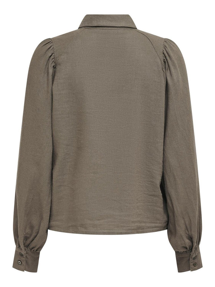 Onlcaro L/s Linen Bl Puff Shirt Cc - Taupe