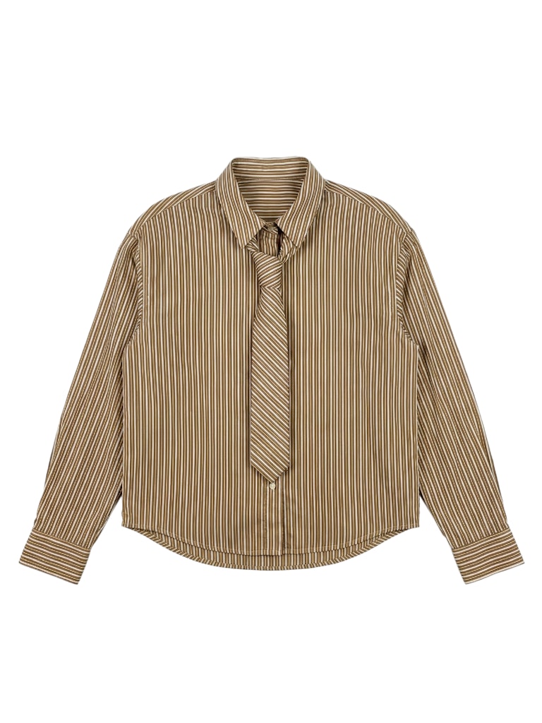 Vmjuliana Ls Tie Detail Shirt Exp - Bruin Dessin