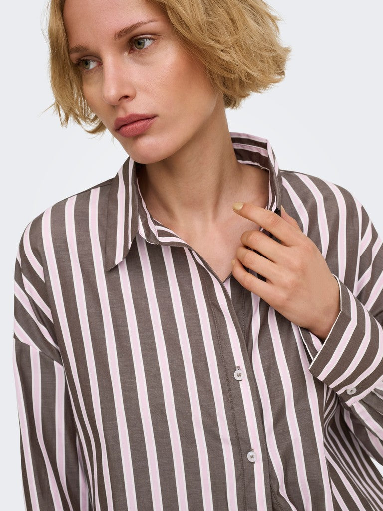 Onloregon Alva Ls Reg Shirt Noos Wvn - Bruin Dessin