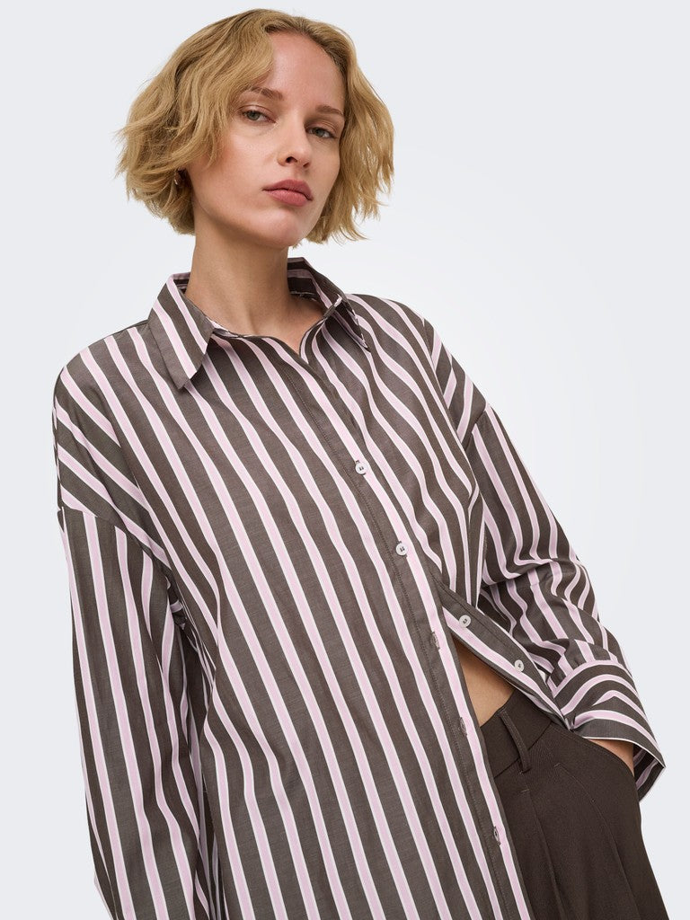 Onloregon Alva Ls Reg Shirt Noos Wvn - Bruin Dessin