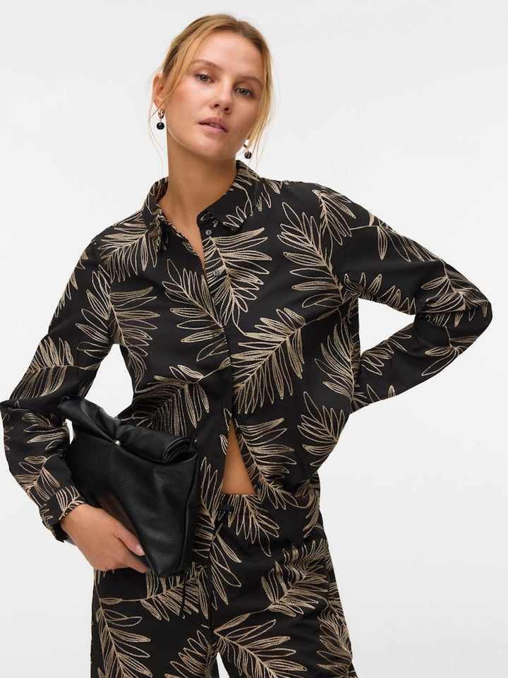 Vmgertrude L/s Shirt Wvn Btq Ga - Zwart Dessin