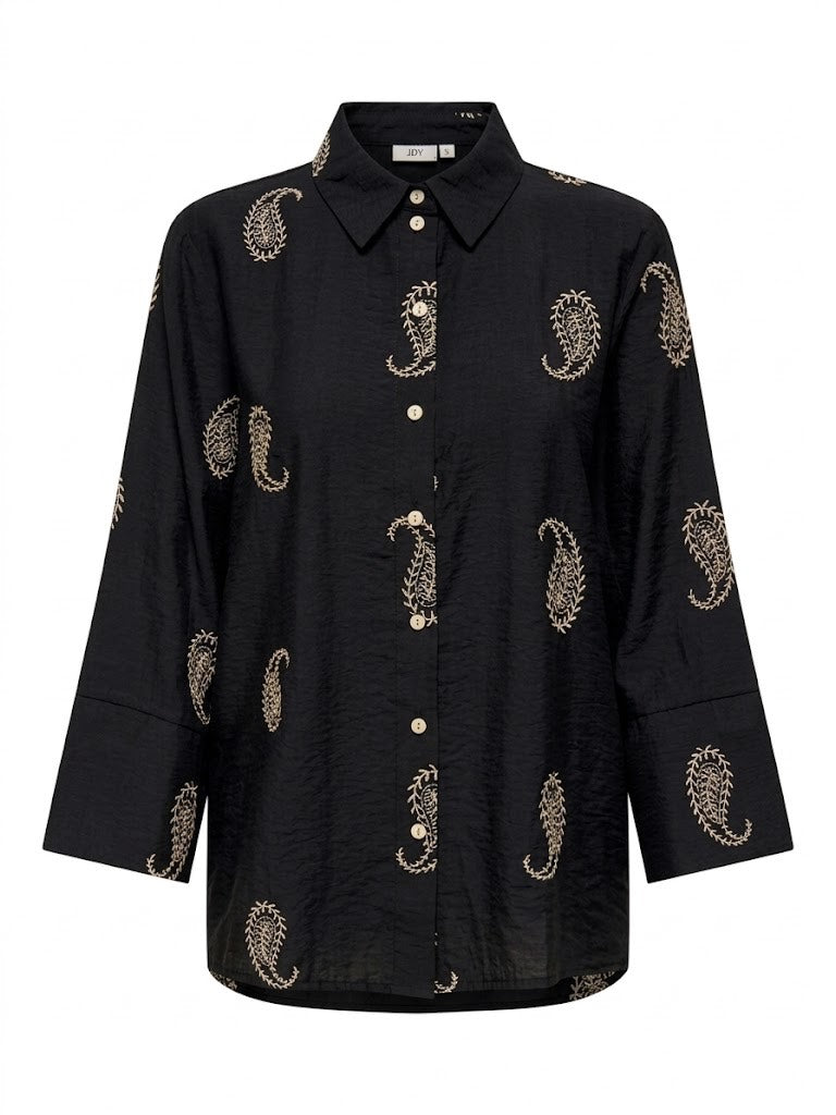 Jdythea 7/8 Embroidery Shirt Wvn - Zwart Dessin