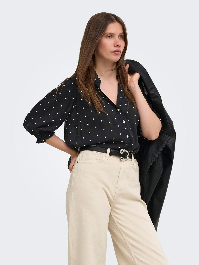 Onlraya 3/4 Shirt Wvn Noos - Zwart Dessin