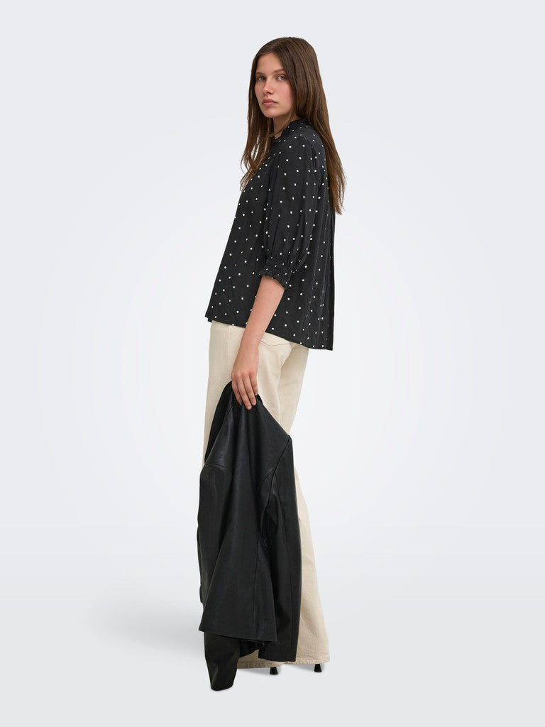 Onlraya 3/4 Shirt Wvn Noos - Zwart Dessin