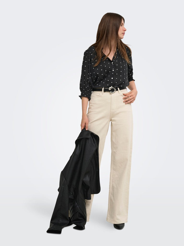 Onlraya 3/4 Shirt Wvn Noos - Zwart Dessin