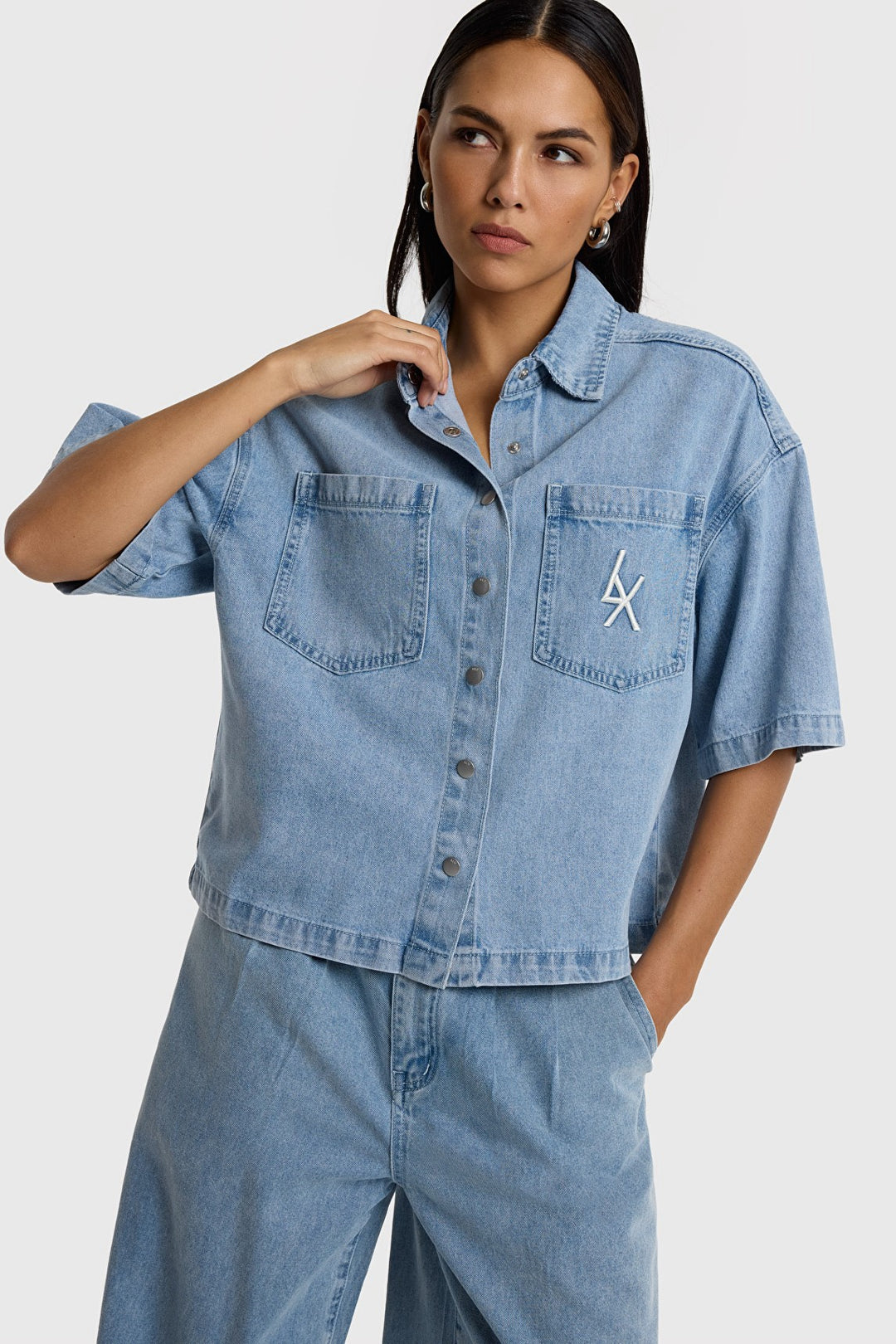 Denim S/s Blouse - Blue Denim