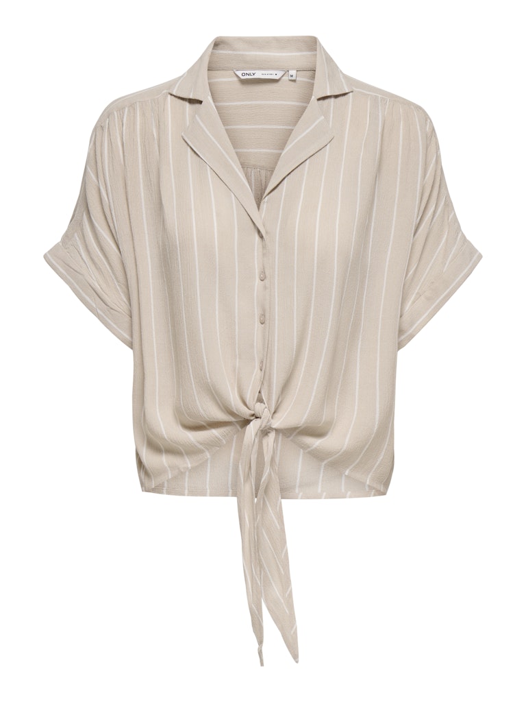 Onlpaula Life S/s Tie Shirt Wvn Noos - Zand Dessin