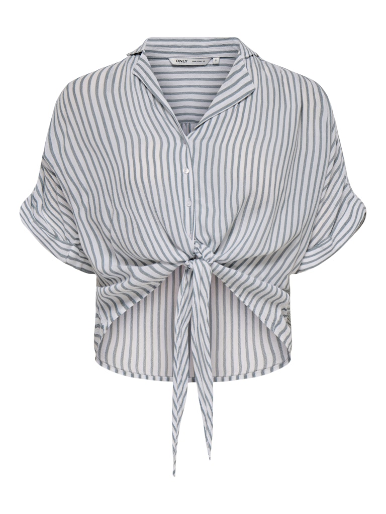 Onlpaula Life S/s Tie Shirt Wvn Noos - Wit Dessin