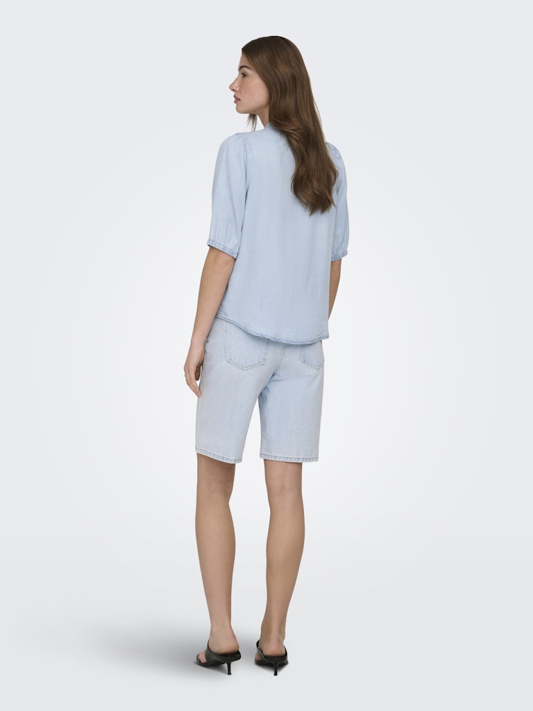 Onlcharis Life 2/4 Frill Shirt Wvn Cc - Blue Denim
