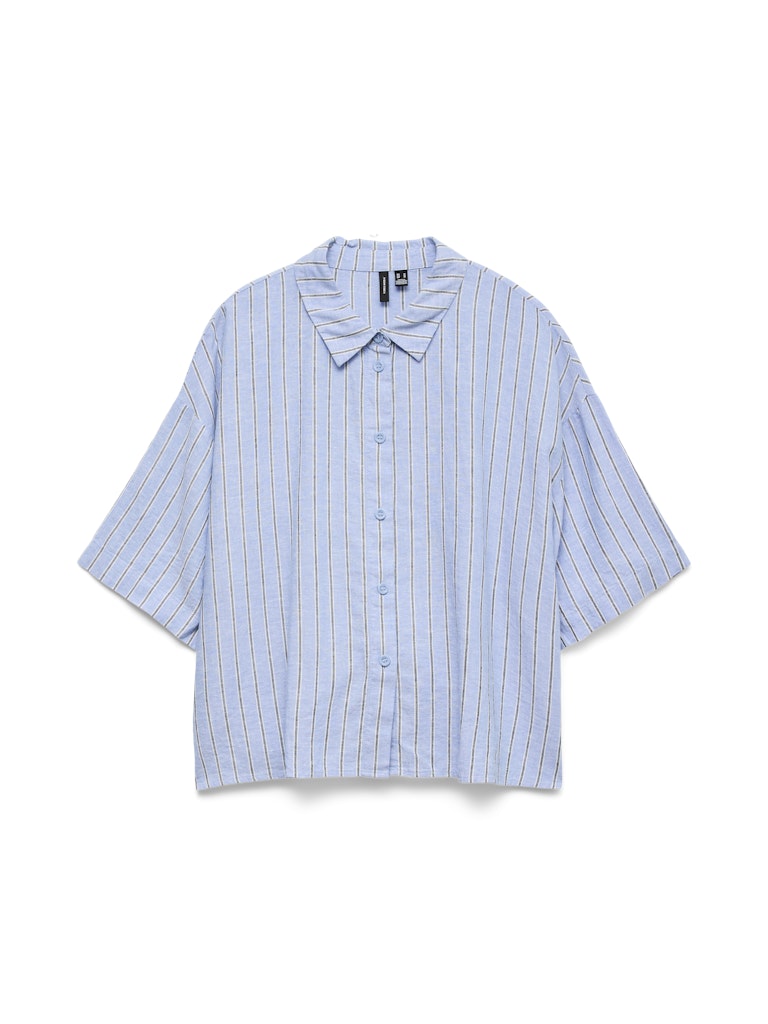 Vmlinn 2/4 Short Shirt Wvn Noos - Blauw Dessin
