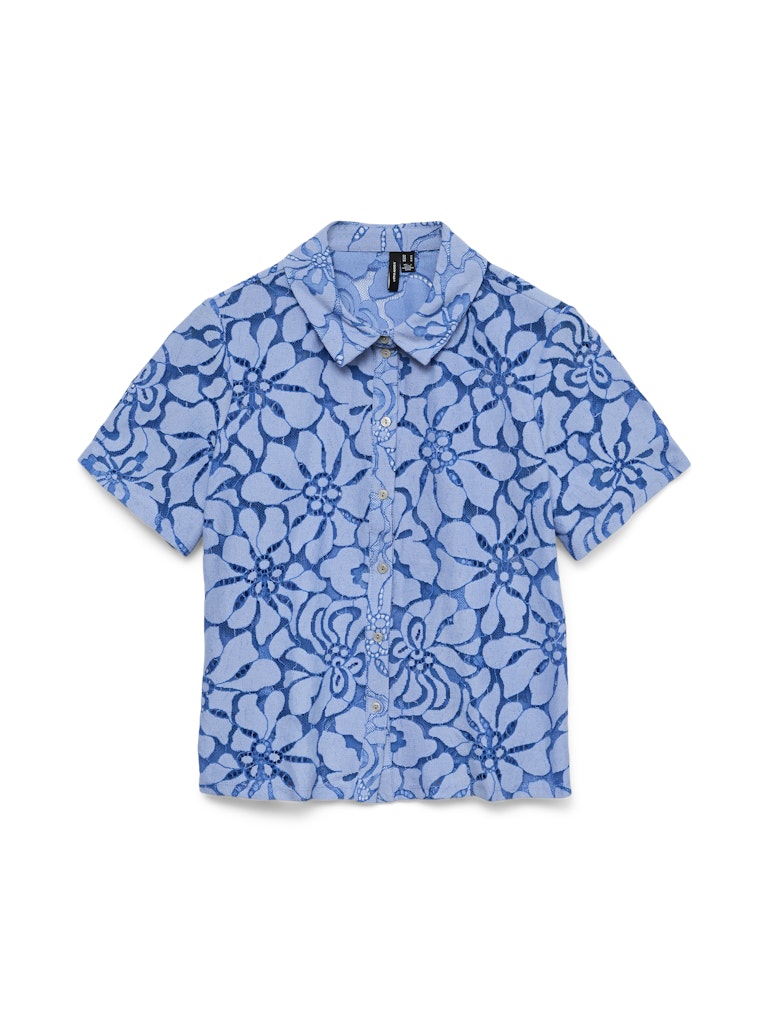 Vmmikka Lace Ss Shirt Wvn Ga - Blauw Dessin