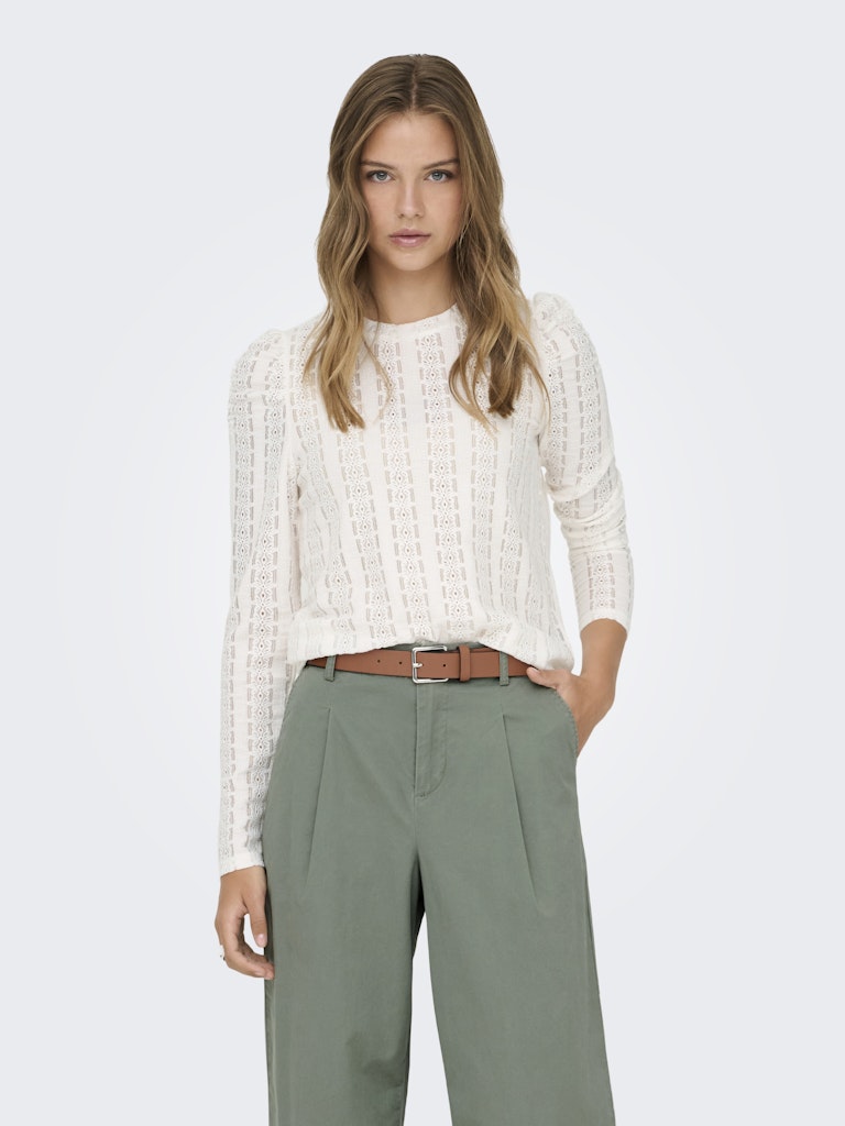 Onlmelanie L/s O-neck Top Jrs - Ecru