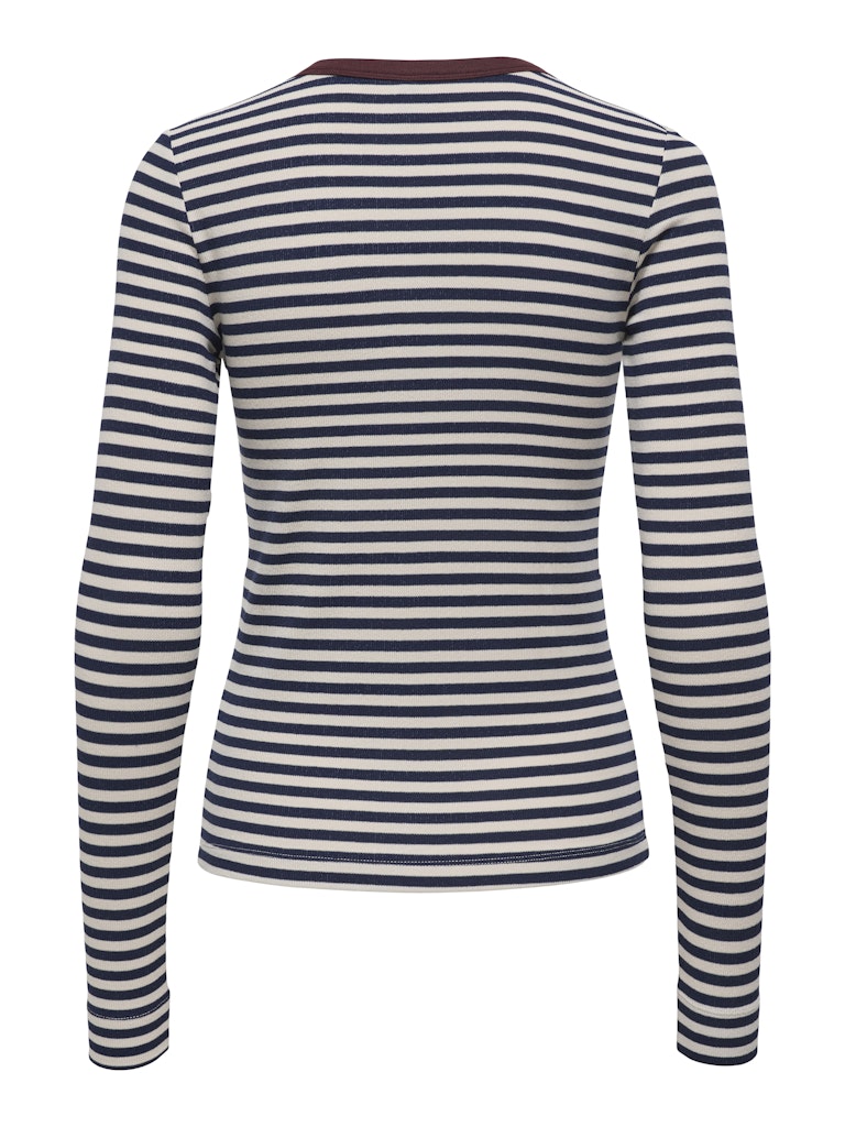 Onlelene L/s Fitted Top Jrs - Blauw Dessin