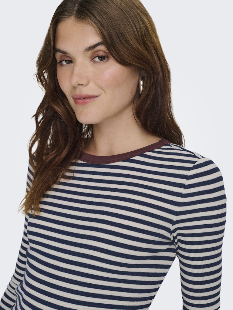 Onlelene L/s Fitted Top Jrs - Blauw Dessin