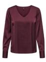 Onlmika Vis Satin L/s Jew V-neck Top Wvn - Bordeaux