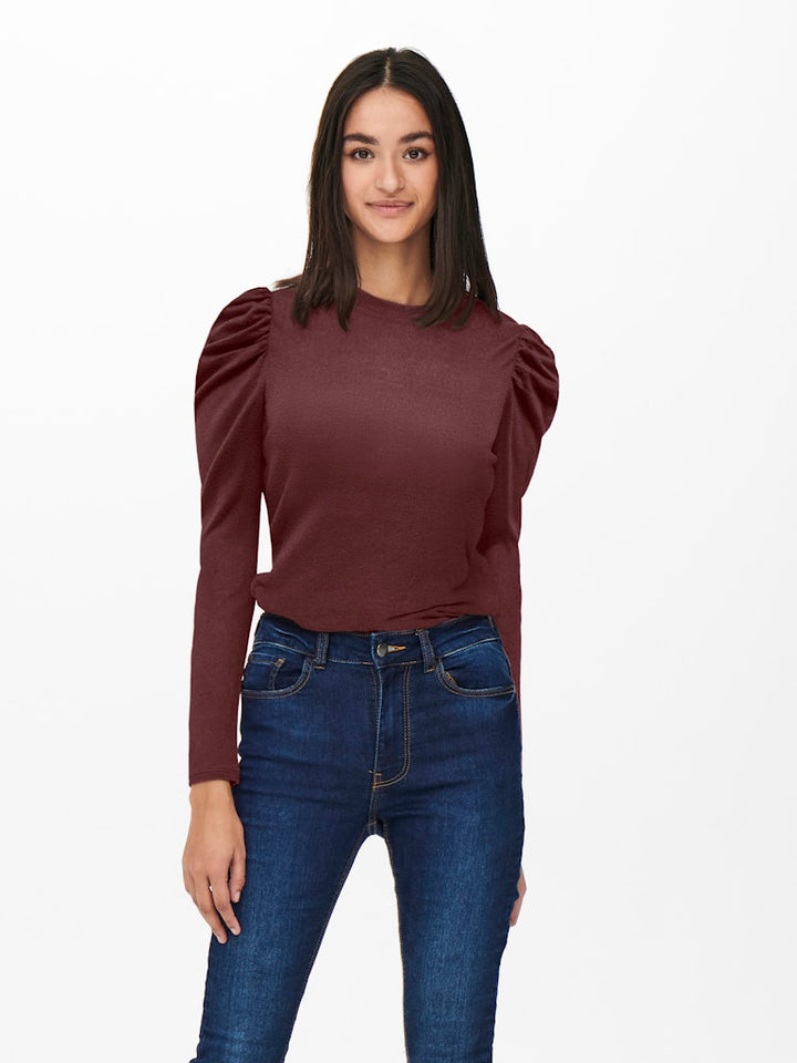 Jdytonsy L/s Puff Sleeve Top Jrs Dia - Bruin Melee