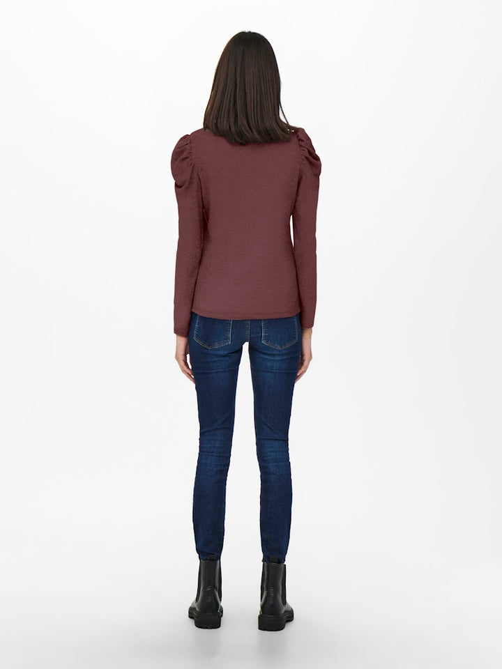 Jdytonsy L/s Puff Sleeve Top Jrs Dia - Bruin Melee