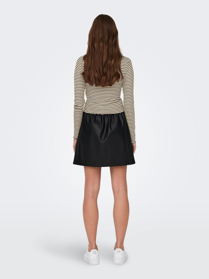 Onlnewmaja L/s Cropped Stripe Top - Bruin Dessin