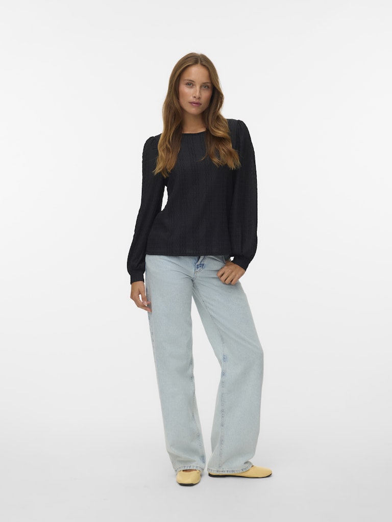 Vmjasmin Ls O-neck Top Jrs Ga - Zwart