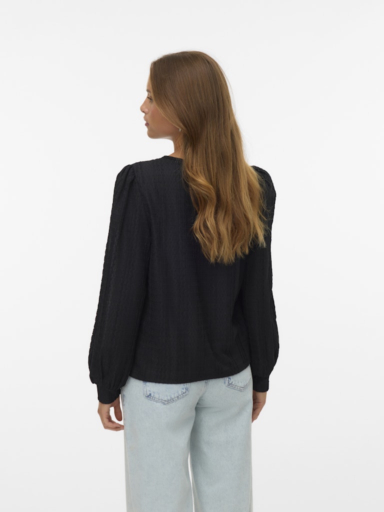 Vmjasmin Ls O-neck Top Jrs Ga - Zwart