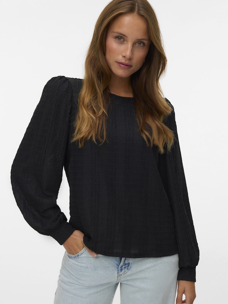 Vmjasmin Ls O-neck Top Jrs Ga - Zwart