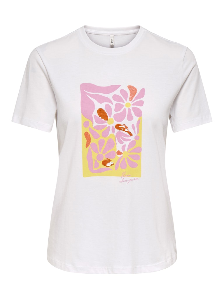 Onlkita Reg S/s Print Top Noos - Off-white
