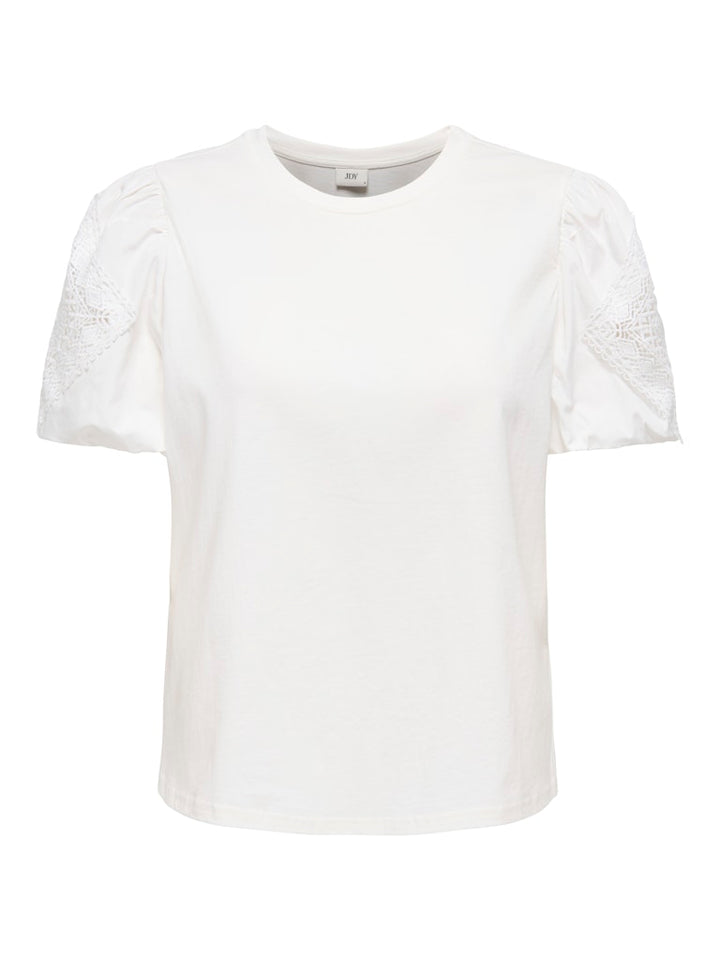 Jdyuma Life S/s Lace Detail Top Jrs - Off-white