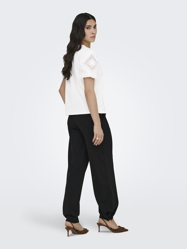 Jdyuma Life S/s Lace Detail Top Jrs - Off-white