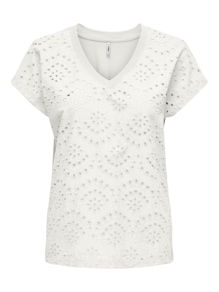 Onllulu Life S/s V-neck Top Box Jrs - Off-white