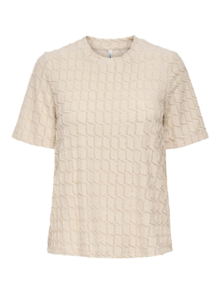 Onlines Life 2/4 O-neck Glitter Top Jrs - Beige