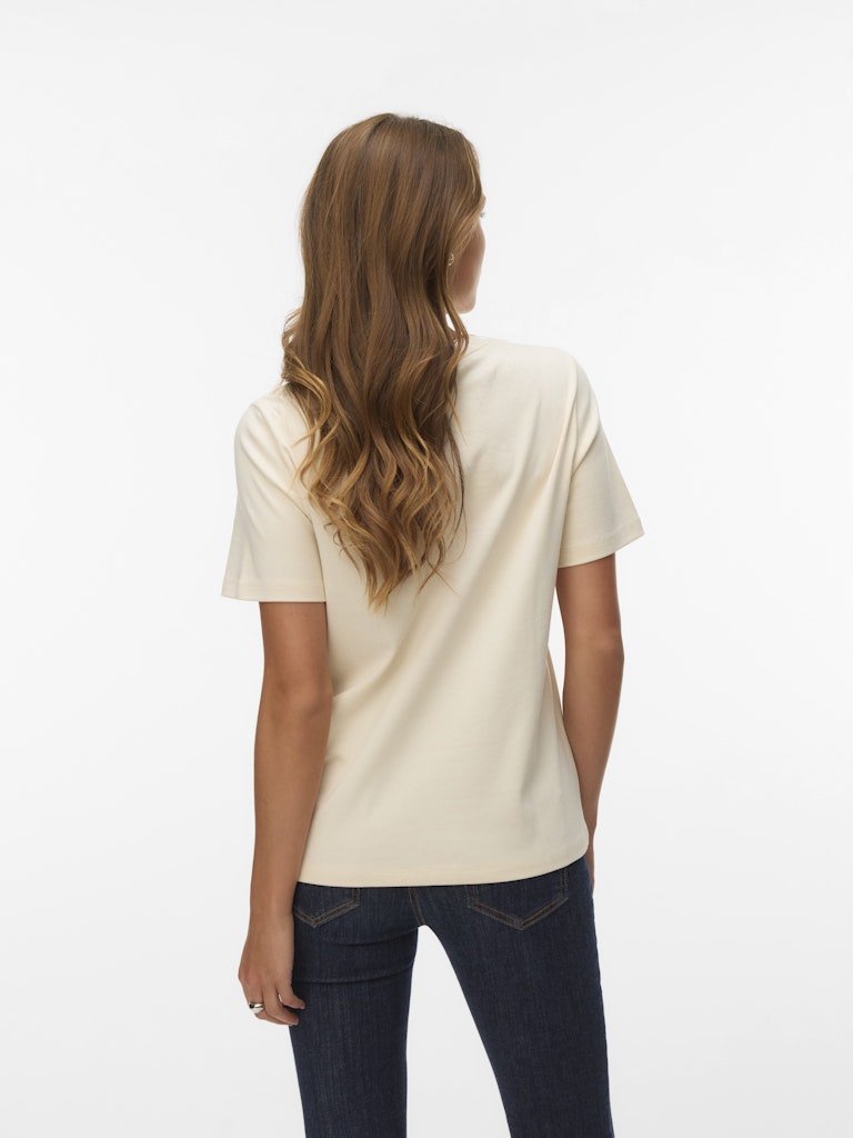 Vmirene Ss O-neck T-shirt Jrs - Ecru Dessin